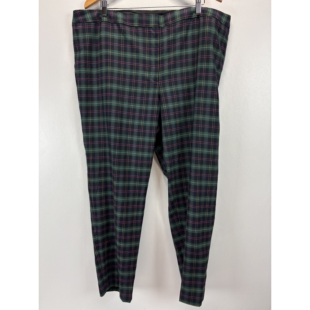NEW! Talbots Hampshire Ankle Wool Blend Plaid Pants 22W Plus Tartan Elastic Side